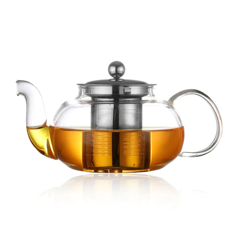 DecorBites™ Glass Teapot Flower Tea Set with Stainless Steel Strainer
