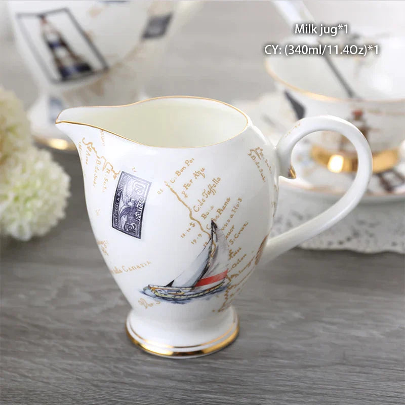 DecorBites™ Bone China Milk Jug: Elegant Ceramic Creamer for Tea, Coffee, Espresso