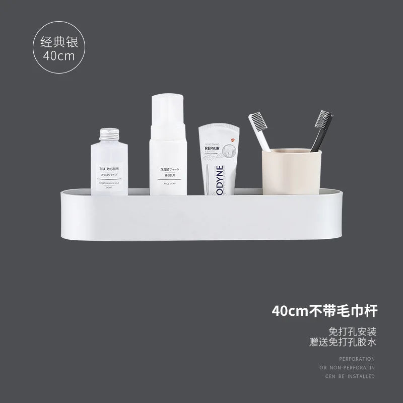 DecorBites™ Aluminum Bathroom Shelf with Towel Bar for Bath/Shower Organization