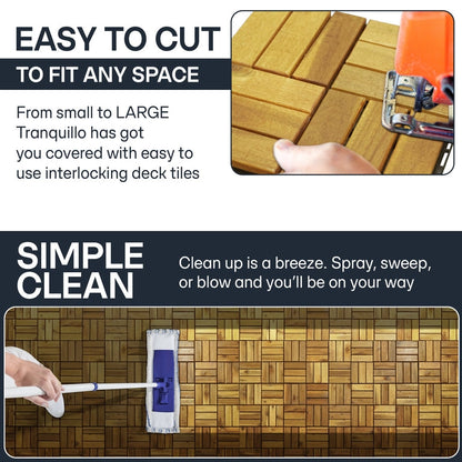 Tranquillo Solid Wood Premium Deck Tiles set 10 for Stylish Outdoor Spaces