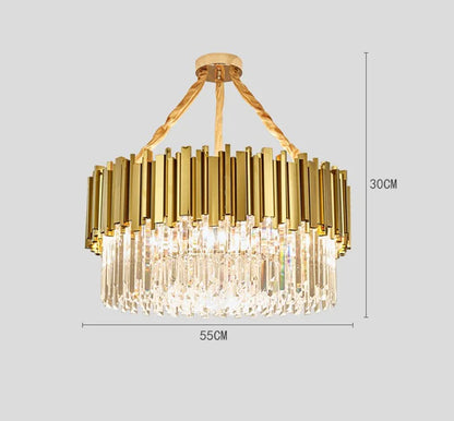 DecorBites™ Crystal LED Chandelier: Adjustable Metal Hanging Lamp for Living Room, Dining, Bedroom