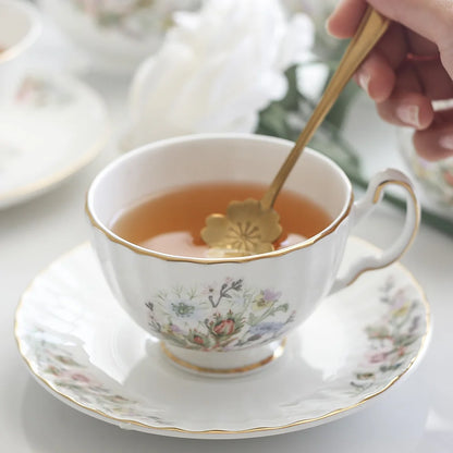DecorBites™ Bone China Tea Set: Teapot, Teacup, Saucer, Fruit Plate, Tray, Mugs & Tableware