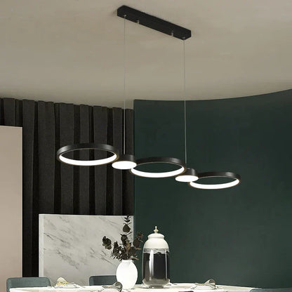 DecorBites™ Black Ring LED Chandelier for Living Room Bedroom Dining Hall Lighting