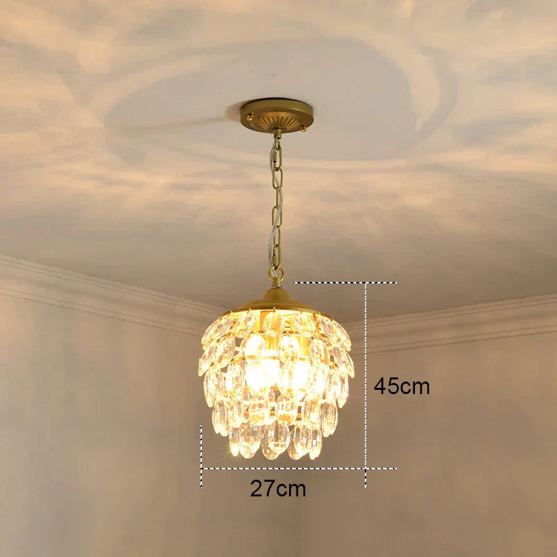 DecorBites™ Gold Crystal Round Ceiling Chandelier for Living Room LED Light Fixtures