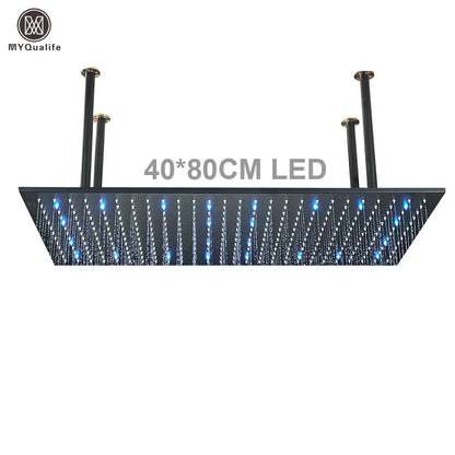 DecorBites™ 16"x32" LED Rainfall Shower Head - Color Changing Luxury Square Design