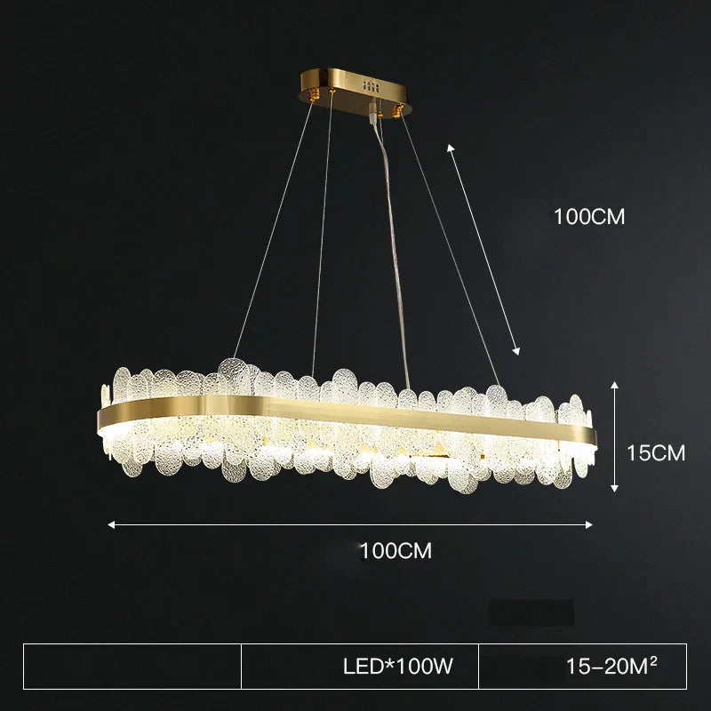 DecorBites™ Golden Stainless Steel LED Designer Chandelier for Dining Room