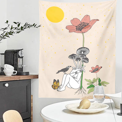 DecorBites™ Astrology Tarot Card Tapestry Sun Moon Goddess Wall Hanging Décor