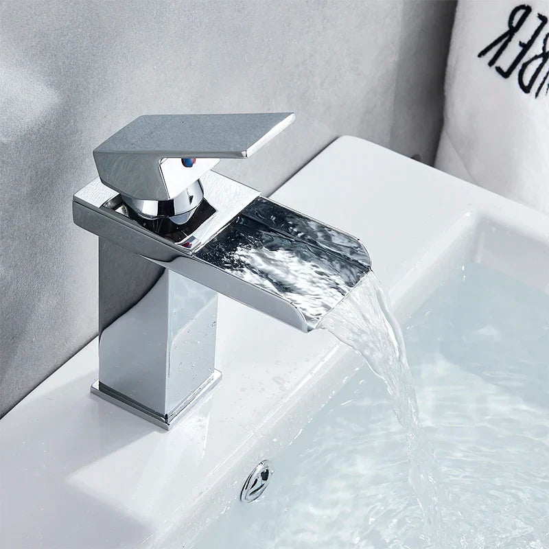 DecorBites™ Black Waterfall Basin Faucet Mixer Tap for Vessel Sinks - Single Hole