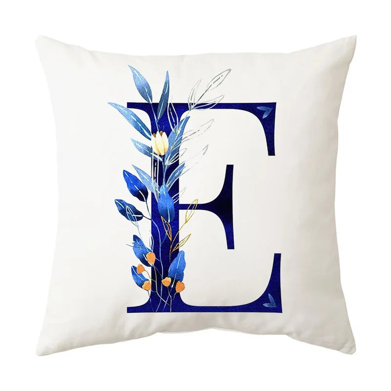 DecorBites™ Blue Alphabet Flower Letter Pillowcase for Home Decor