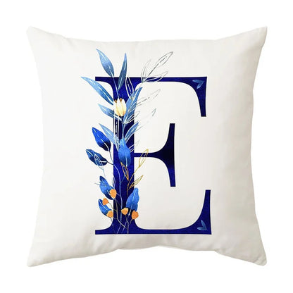 DecorBites™ Blue Alphabet Flower Letter Pillowcase for Home Decor