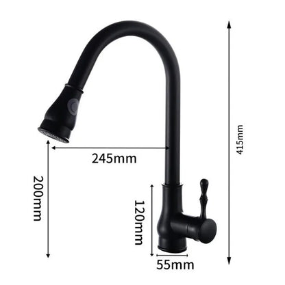 ™ Gold Kitchen Faucet Pull Out Swivel Water Mixer Tap Single Handle Sink
