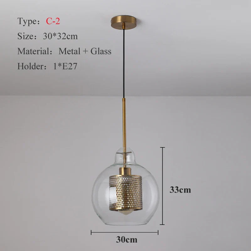 DecorBites™ Ball Glass Pendant Light Modern Kitchen Dining Living Room Fixture