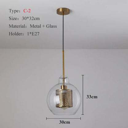 DecorBites™ Ball Glass Pendant Light Modern Kitchen Dining Living Room Fixture