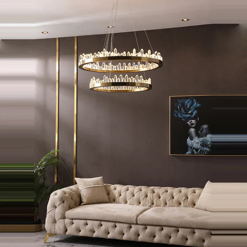 ™ Golden Crystal LED Chandelier for Modern Dining Room