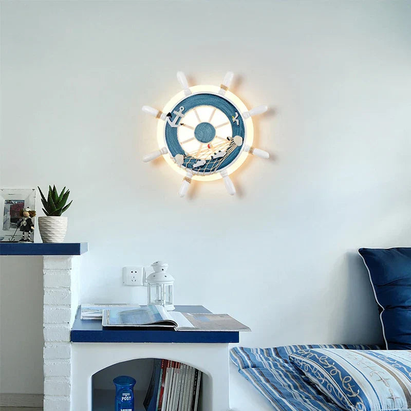 ™ Kids LED Ship Rudder Wall Light - Mediterranean Decor Ocean Theme