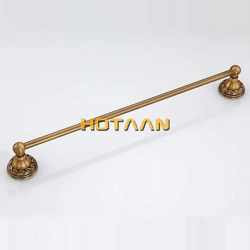 DecorBites™ Antique Brass Towel Holder Single Bar 30-60cm, Solid Aluminium Towel Rack