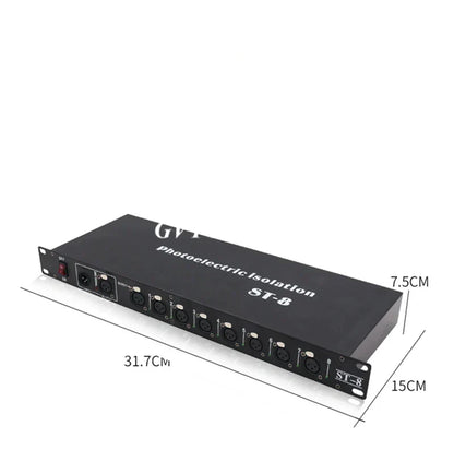 DecorBites™ 8-Port DMX Signal Amplifier Splitter for LED Lights - Signal Repeater & Distributor