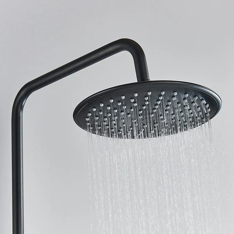 DecorBites™ Black Thermostatic Shower Faucet Set Chrome Wall Mount Rainfall Mixer Tap