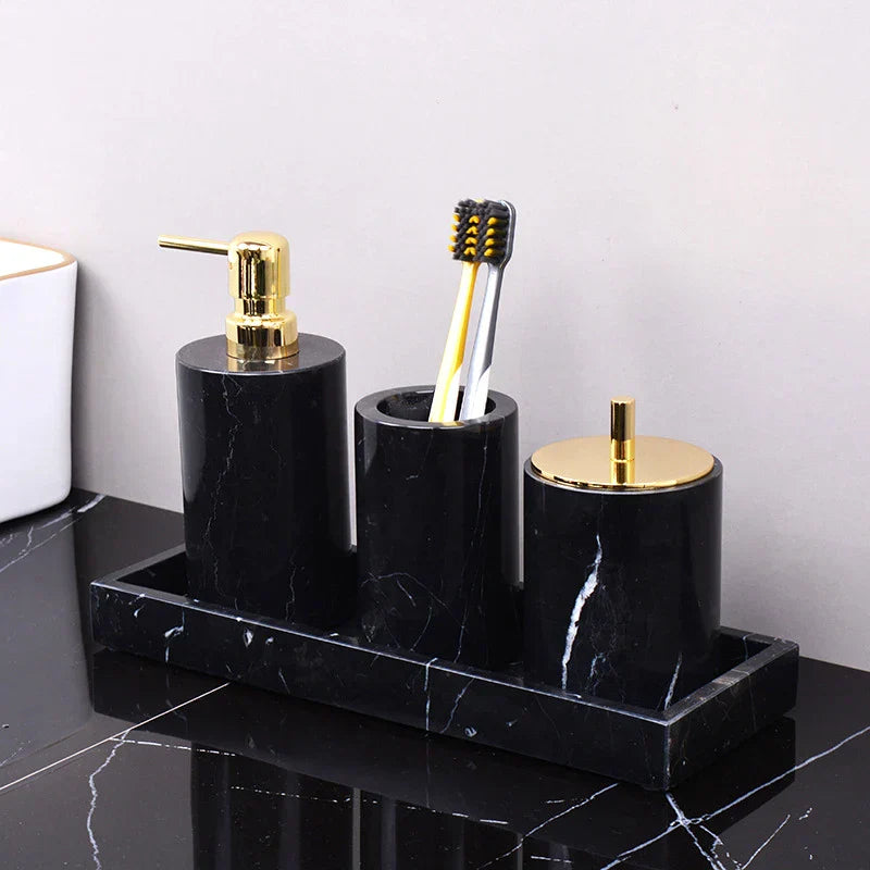 DecorBites™ Black Marquina Marble Bathroom Set cue.opti