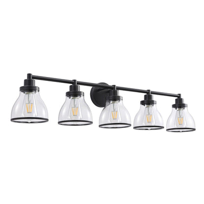 Hermosa Modern Polished Nickel & Black 5-Light Bathroom Vanity Light