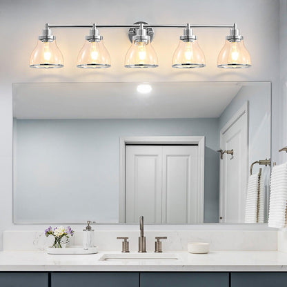 Hermosa Modern Polished Nickel & Black 5-Light Bathroom Vanity Light