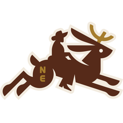 Ride Em Cowboy on a Nebraska Jackalope Weather Resistant Sticker | HEARTlandia