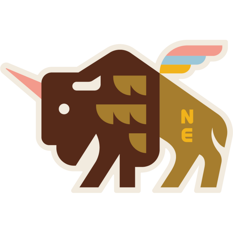 UniBuff Nebraska Unicorn & Buffalo Weather Resistant Sticker | HEARTlandia