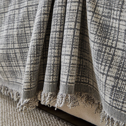 Textured Plaid Couch Throw Cover, Modern Decorative Sectional Furniture Covers
