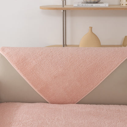 Luxury Sherpa Fleece Solid Sofa Towels Thickened Plush Non Slip Sofa Cushion Covers