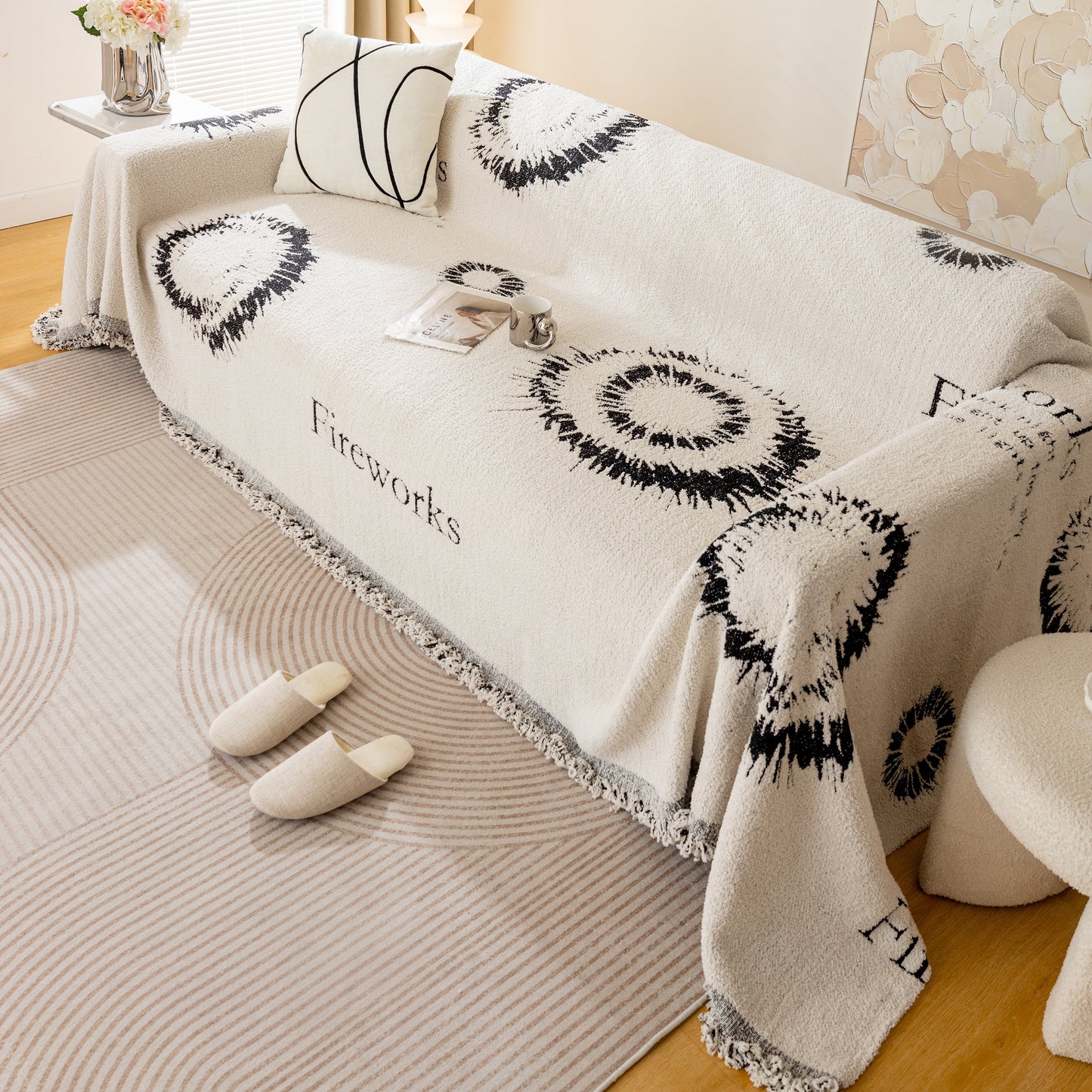Fireworks Reversible Couch Cover Blankets Furniture Covers Washable Sectional Couch Covers