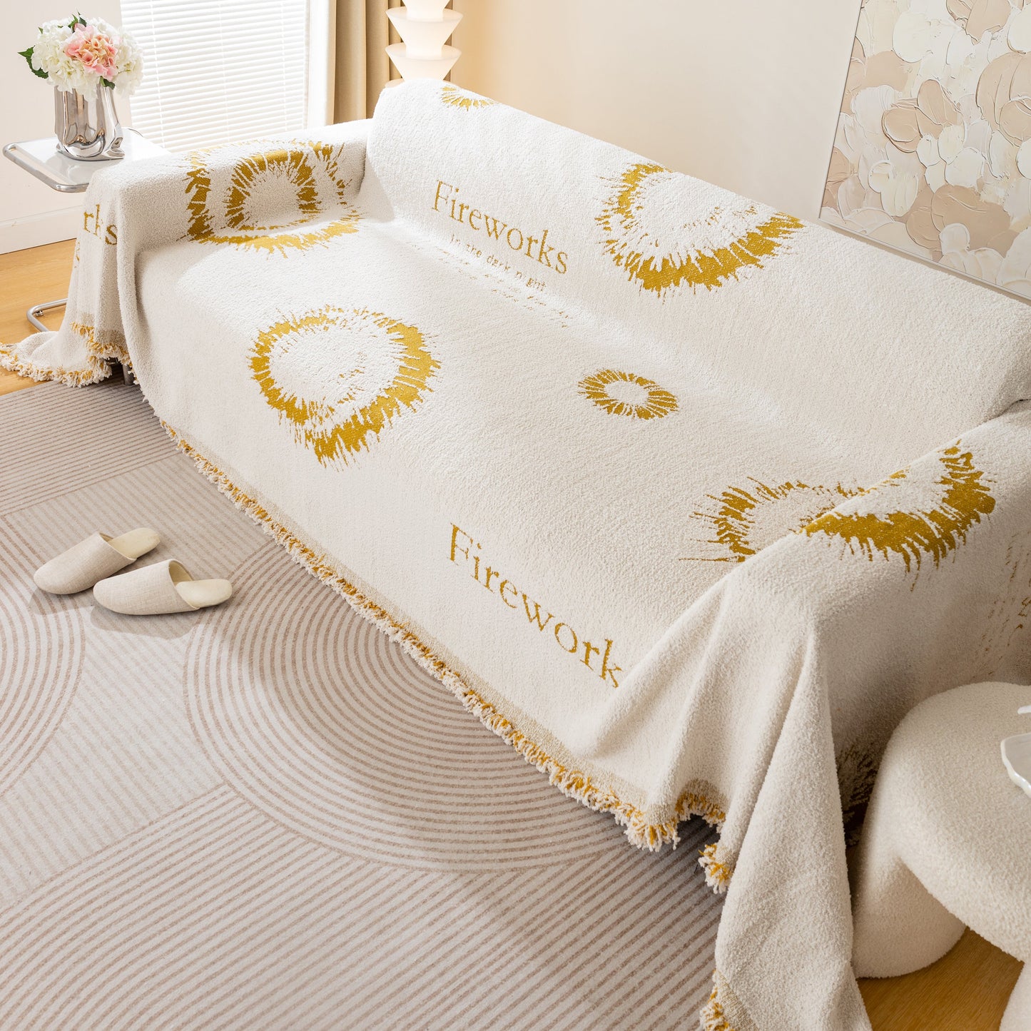 Fireworks Reversible Couch Cover Blankets Furniture Covers Washable Sectional Couch Covers