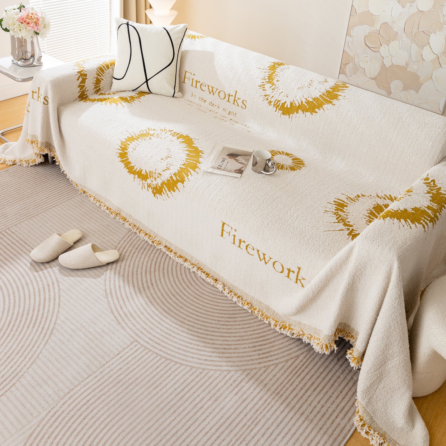 Fireworks Reversible Couch Cover Blankets Furniture Covers Washable Sectional Couch Covers