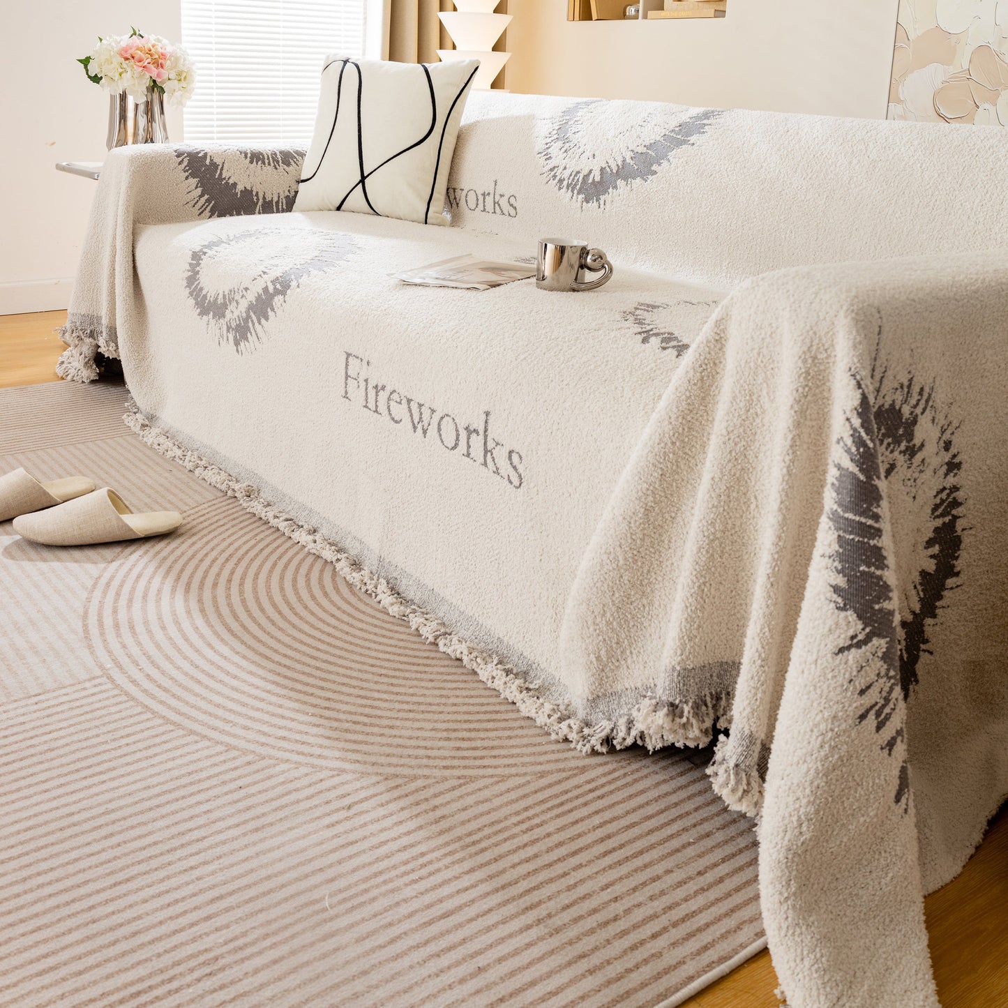 Fireworks Reversible Couch Cover Blankets Furniture Covers Washable Sectional Couch Covers