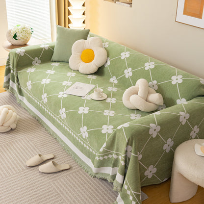 Comfy Four-Leaf Clover Hope Faith Love Luck Blanket for Couch, Chenille Scratch Proof Sofa Blanket Covers