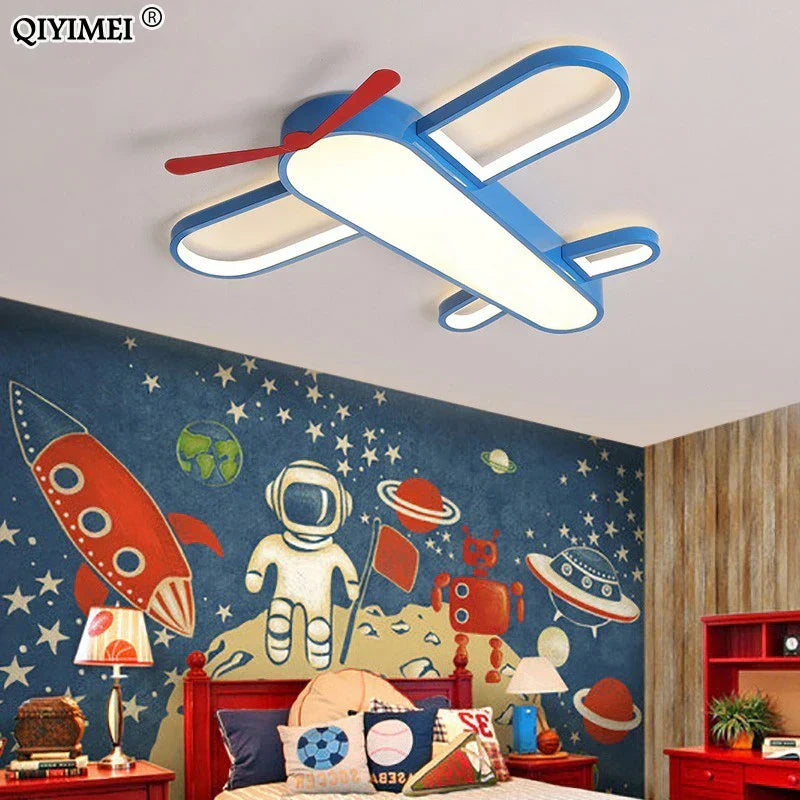 DecorBites™ Blue Airplane LED Child Chandelier for Kids Room, Modern Bedroom Lighting Fixture