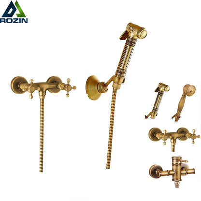 DecorBites™ Brass Bidet Mixer Faucet Antique Bathroom Handheld Shower Set