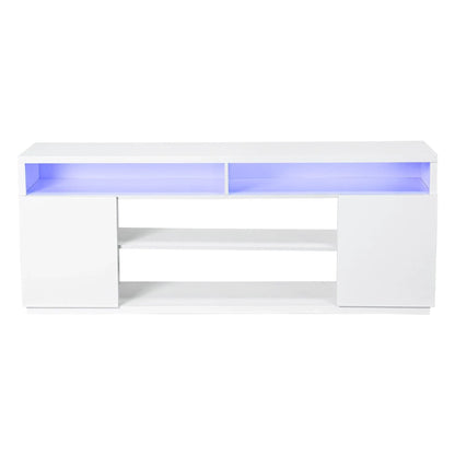 Modern 68 Inch TV Stand Media Console with LED Lights for Living Room