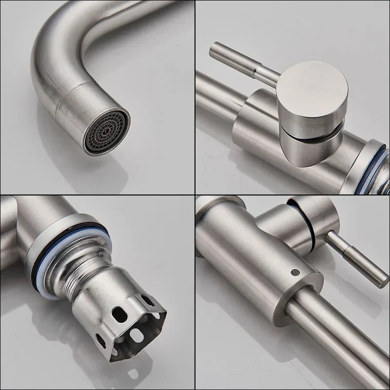 DecorBites™ Brushed Nickel Kitchen Faucet Swivel Spout Single Lever Mixer Tap