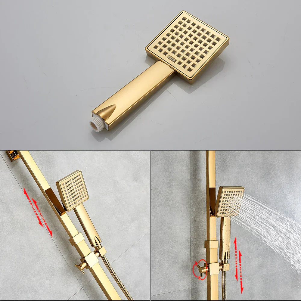 ™ Golden Shower Faucet Set with 8" Rainfall Shower, Wall Mounted Hand Shower