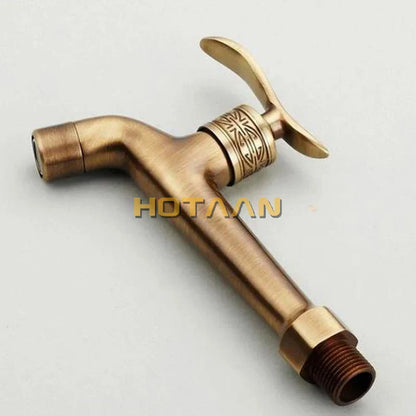 DecorBites™ Antique Brass Finish Wall Mount Bibcock Faucet for Bathroom and Washing Machine