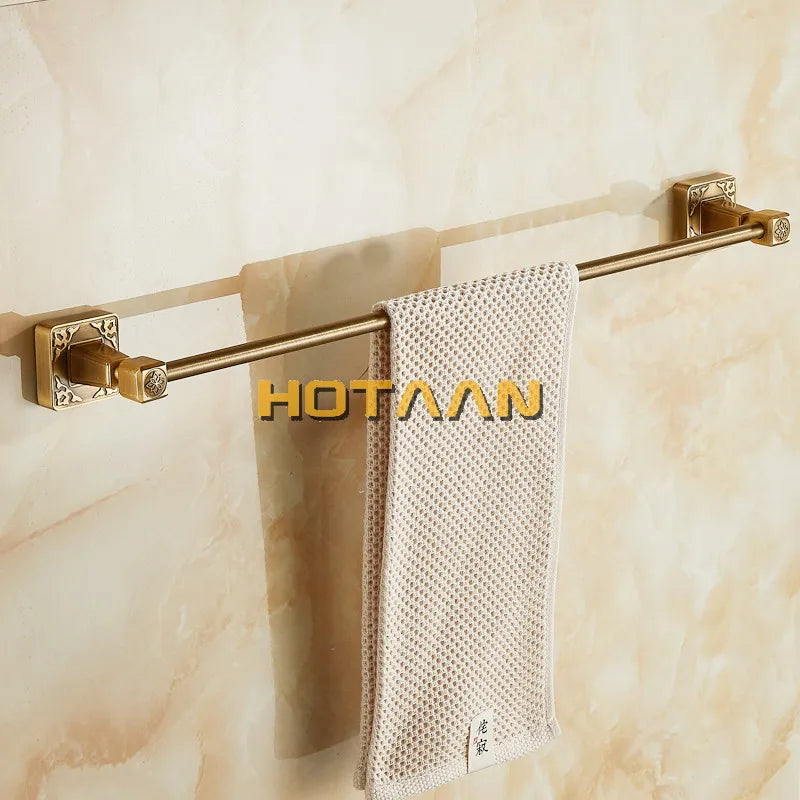 DecorBites™ Antique Brass Single Towel Bar, Wall Mounted Bathroom Accessories