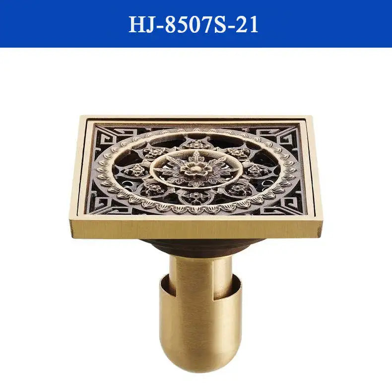 DecorBites™ Antique Brass Shower Drain Cover Euro Art Carved Bathroom Strainer