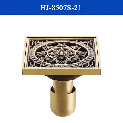DecorBites™ Antique Brass Shower Drain Cover Euro Art Carved Bathroom Strainer