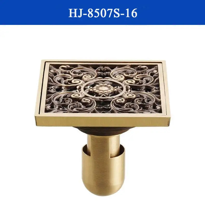 DecorBites™ Antique Brass Shower Drain Cover Euro Art Carved Bathroom Strainer