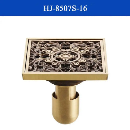 DecorBites™ Antique Brass Shower Drain Cover Euro Art Carved Bathroom Strainer