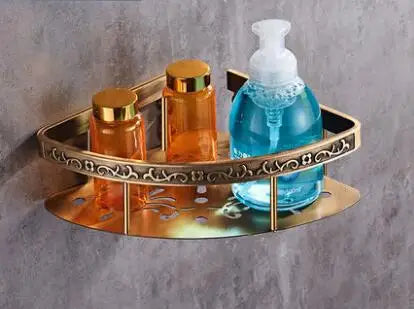 DecorBites™ Antique Bronze Carved Aluminum Bathroom Accessories Set: Towel Rack, Paper Holder, Hooks