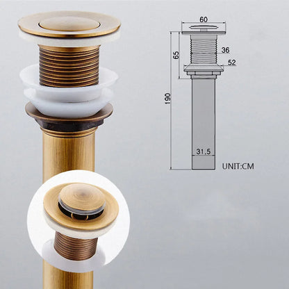 DecorBites™ Antique Brass Vessel Sink Drain Strainer, Pop Up Stopper for Lavatory Basin