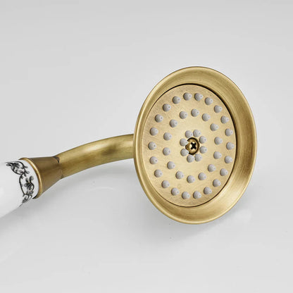 DecorBites™ Antique Brass Hand Held Shower with Luxury Ceramics - Round Rainfall Faucet