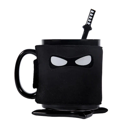 DecorBites™ Black Ninja Mug, Unique Ceramic Tea Cup, Creative Novelty Gift