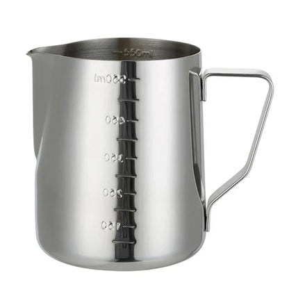 DecorBites™ Frothing Cup: Stainless Steel Measuring Pitcher for Latte Art